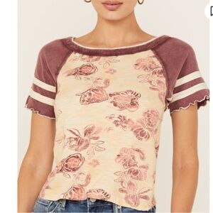 Free People Wish You Were Here Floral Print Tee NWT Size S